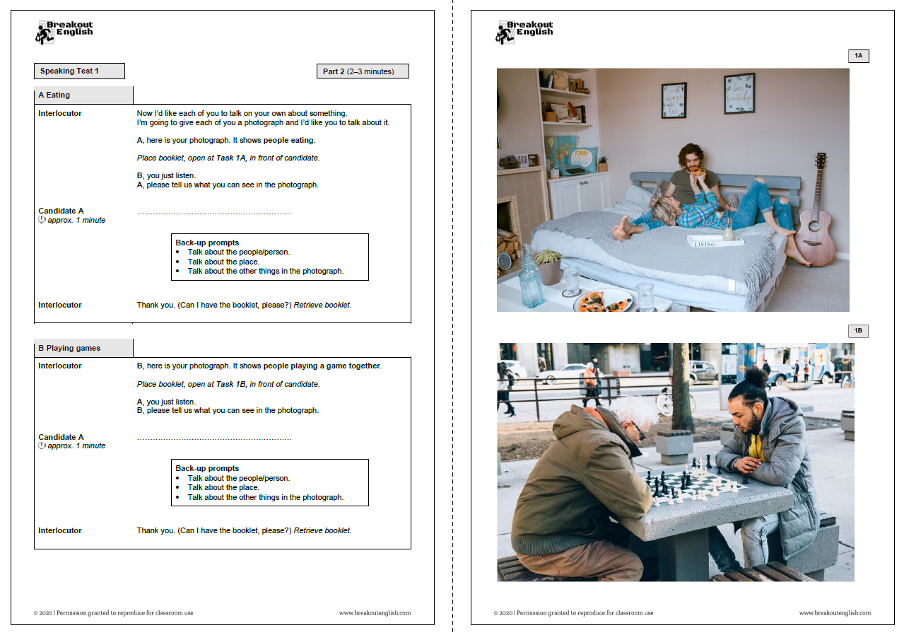 Preliminary (PET) Speaking - Sample Tests - Breakout English