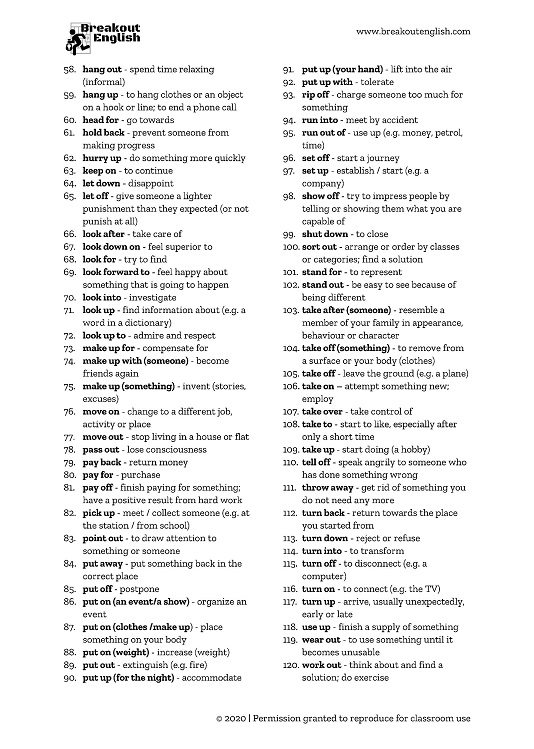 1000+ Phrasal Verbs List in English from A-Z • 7ESL