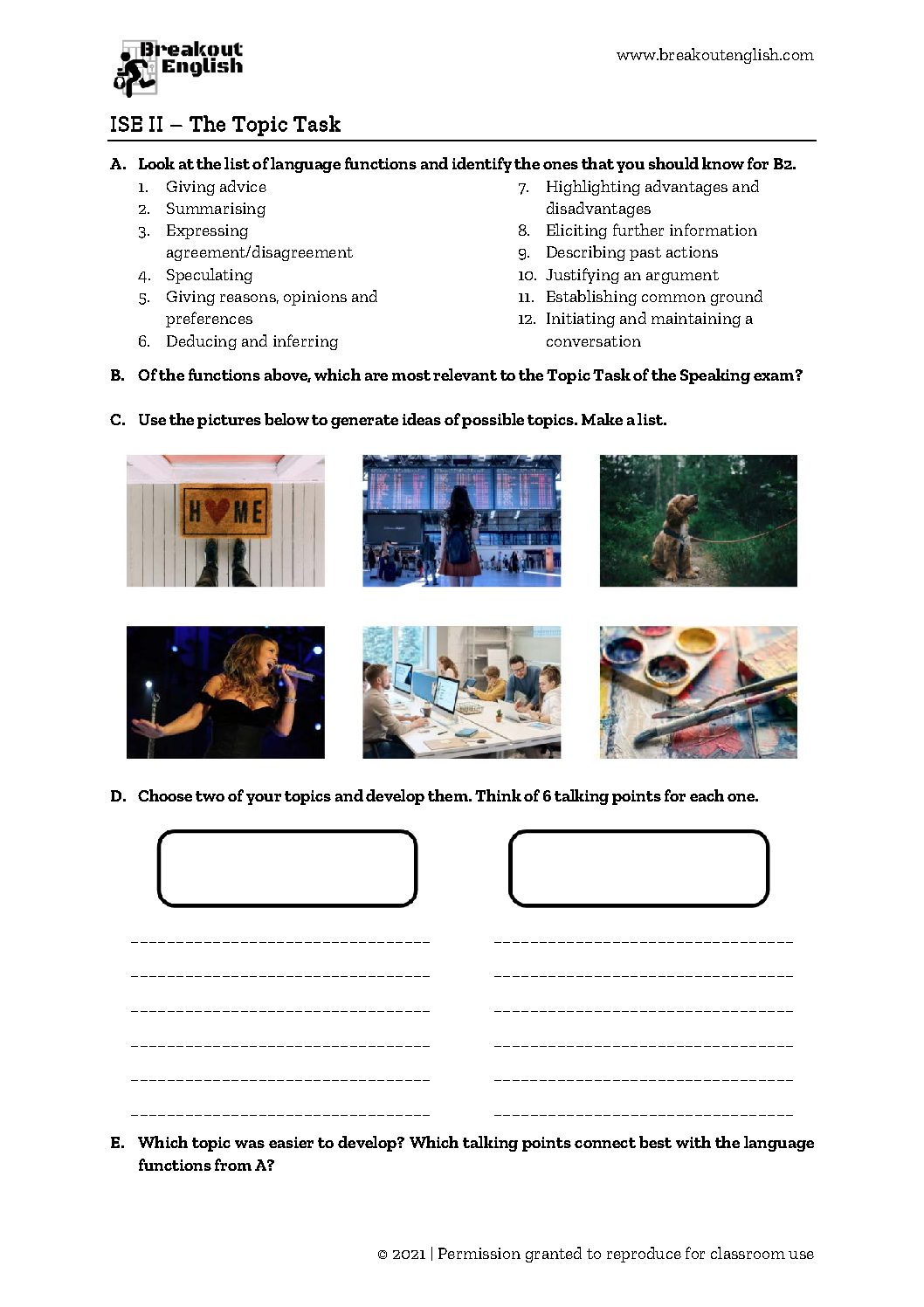 Page 1 of ISE II – The Topic Task