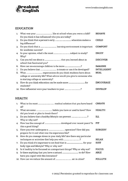 word formation exercises page 2