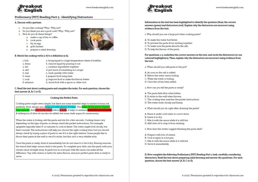 b1 cambridge preliminary pet reading part 3 pdf