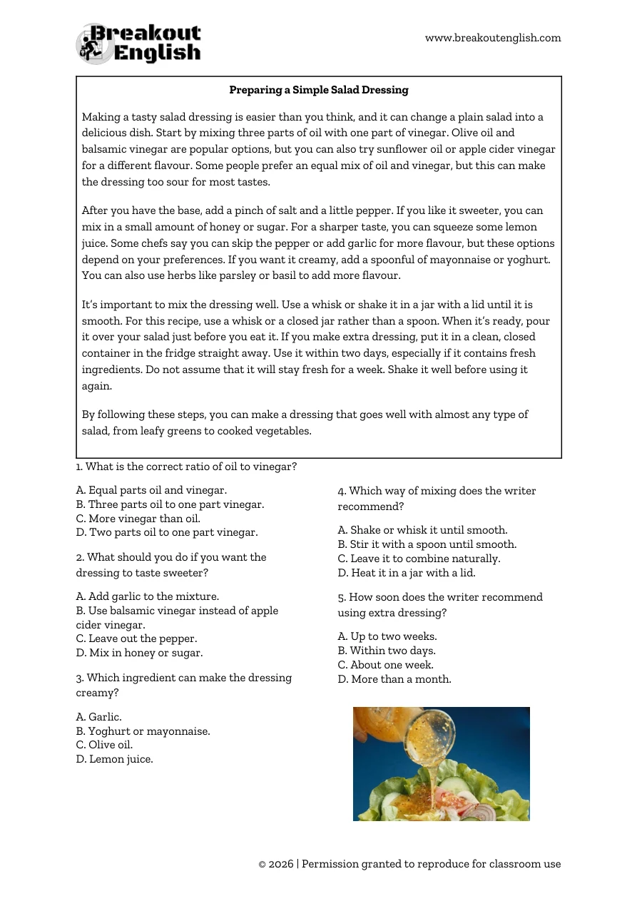 B1 reading distractor practice, student page 3