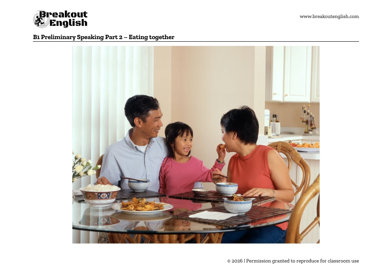 B1 Speaking Part 2 photograph, student page 1