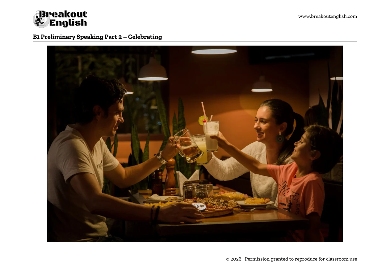 B1 Speaking Part 2 photograph, student page 3