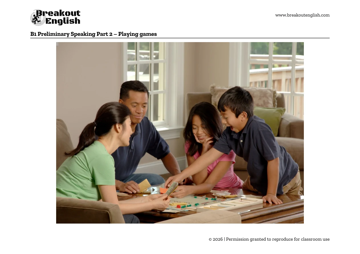 B1 Speaking Part 2 photograph, student page 8