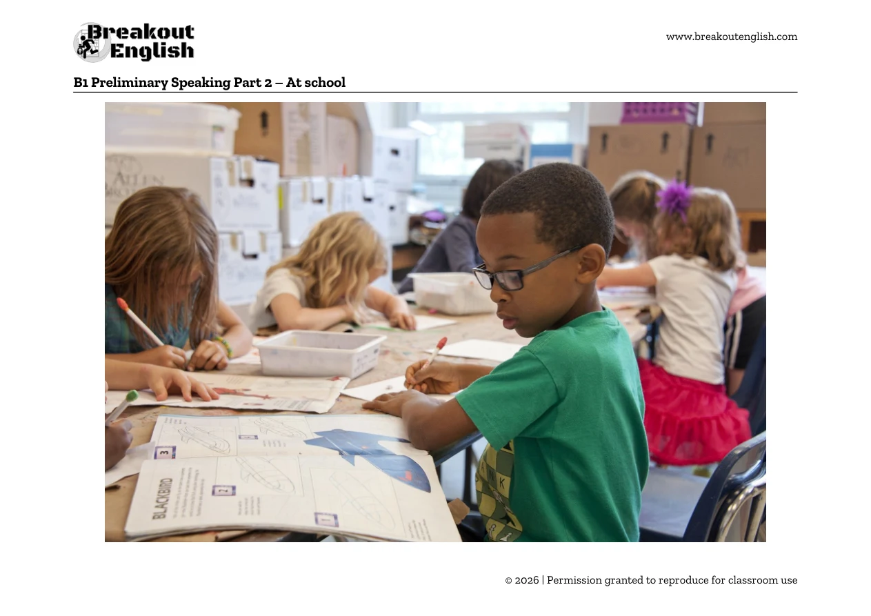 B1 Speaking Part 2 photograph, student page 9