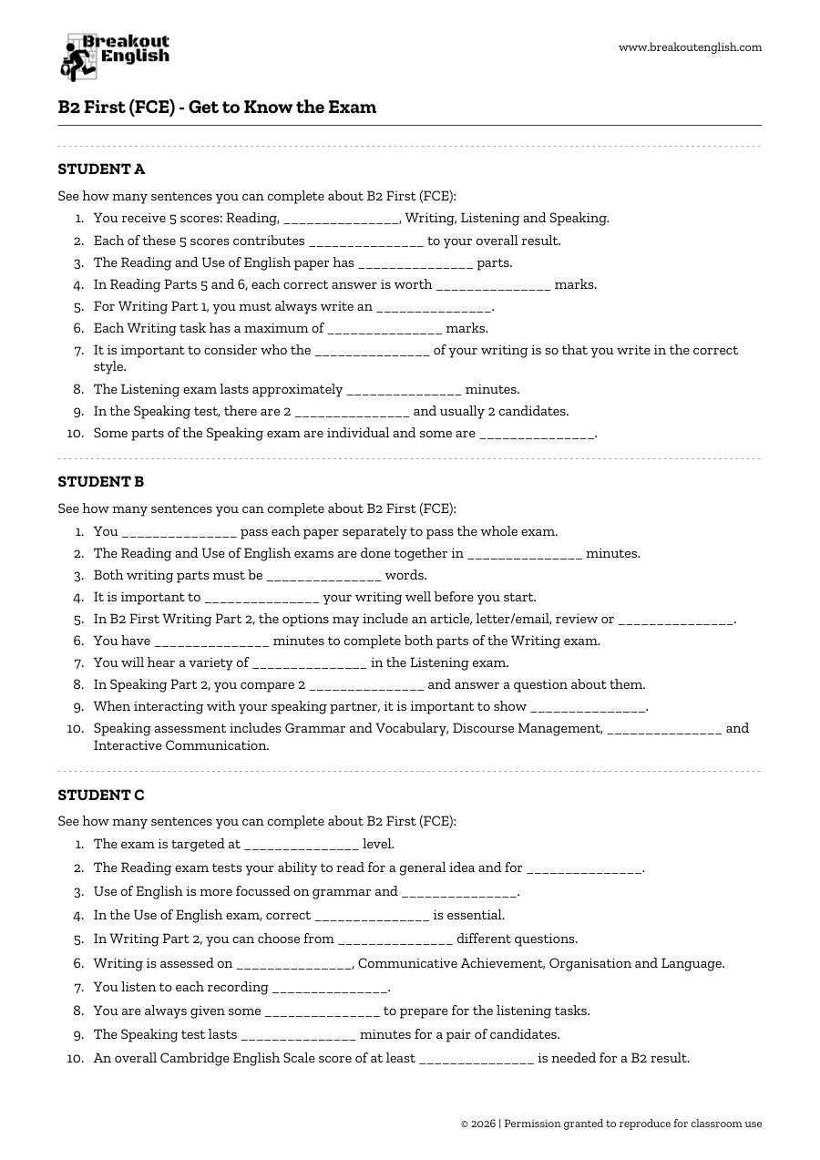 First page of B2 First - Get to Know the Exam