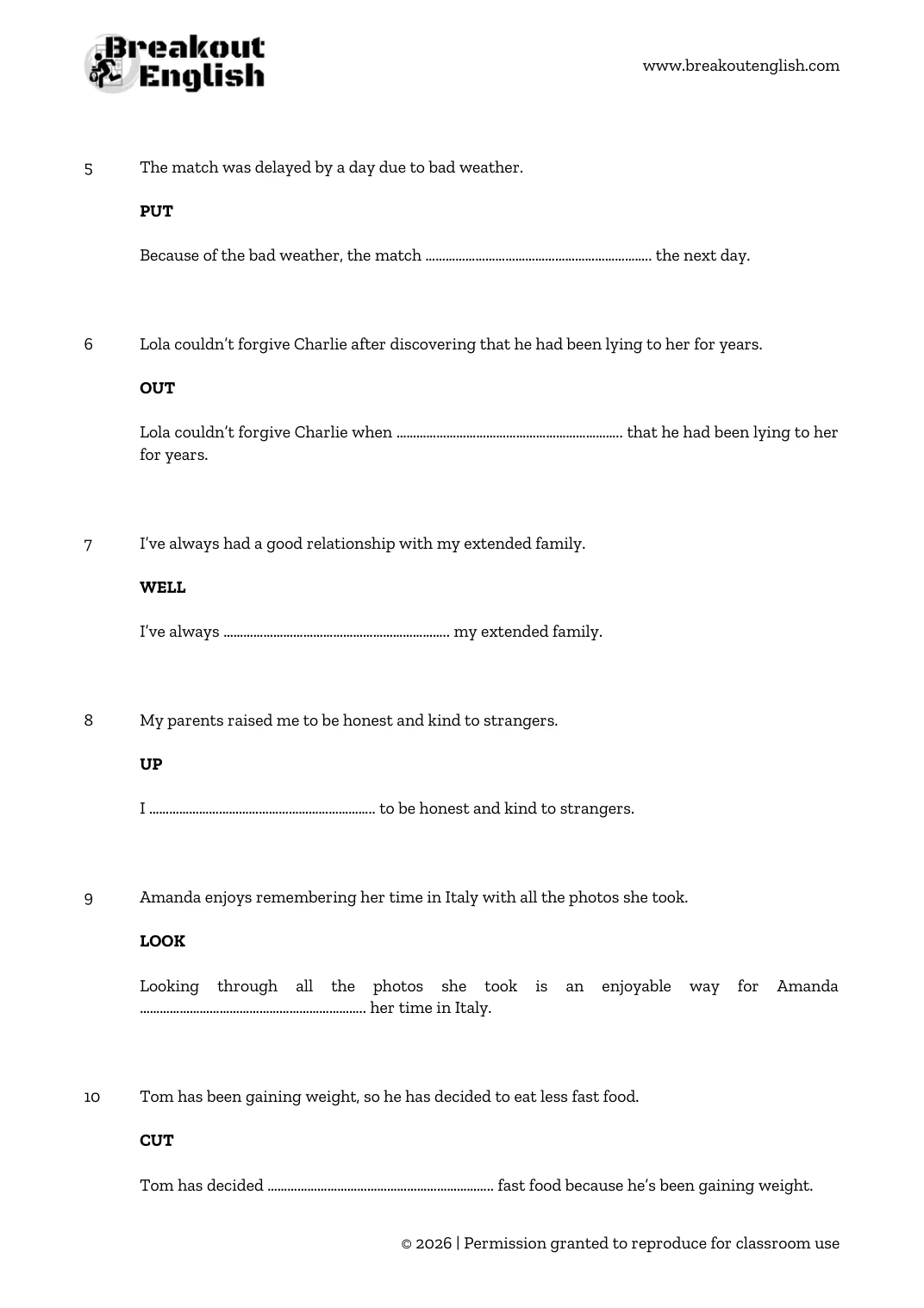 B2 Key Word Transformations Phrasal Verbs preview 02