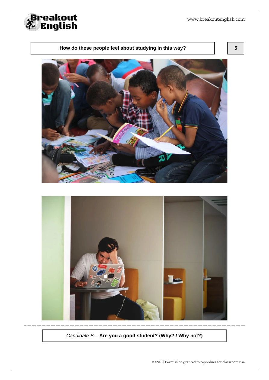 B2 Speaking Part 2 classroom picture bank, student page 5