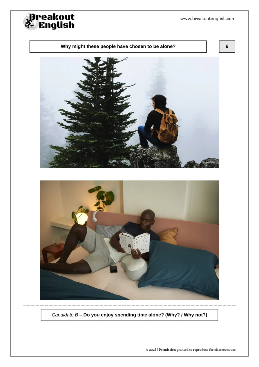 B2 Speaking Part 2 classroom picture bank, student page 6