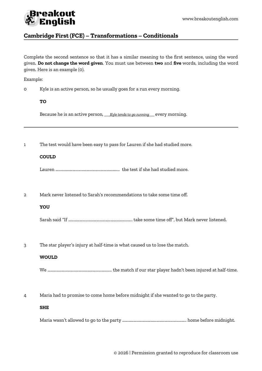 B2 conditional transformations, student page 1