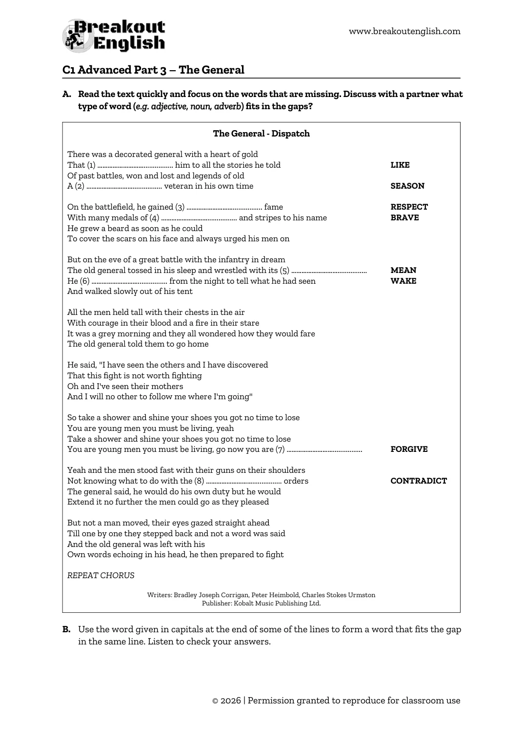 C1 Advanced word formation The General worksheet