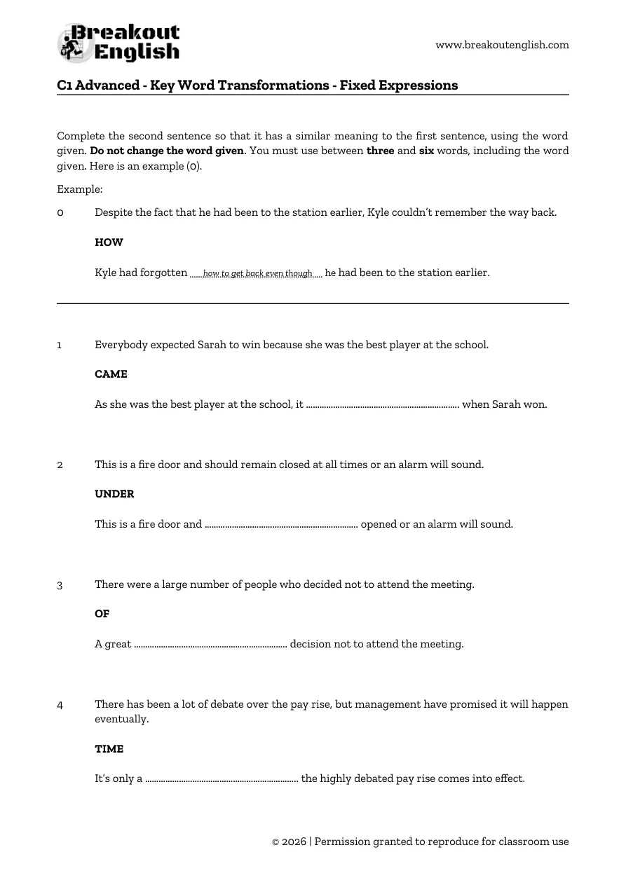 C1 fixed-expression transformations, student page 1