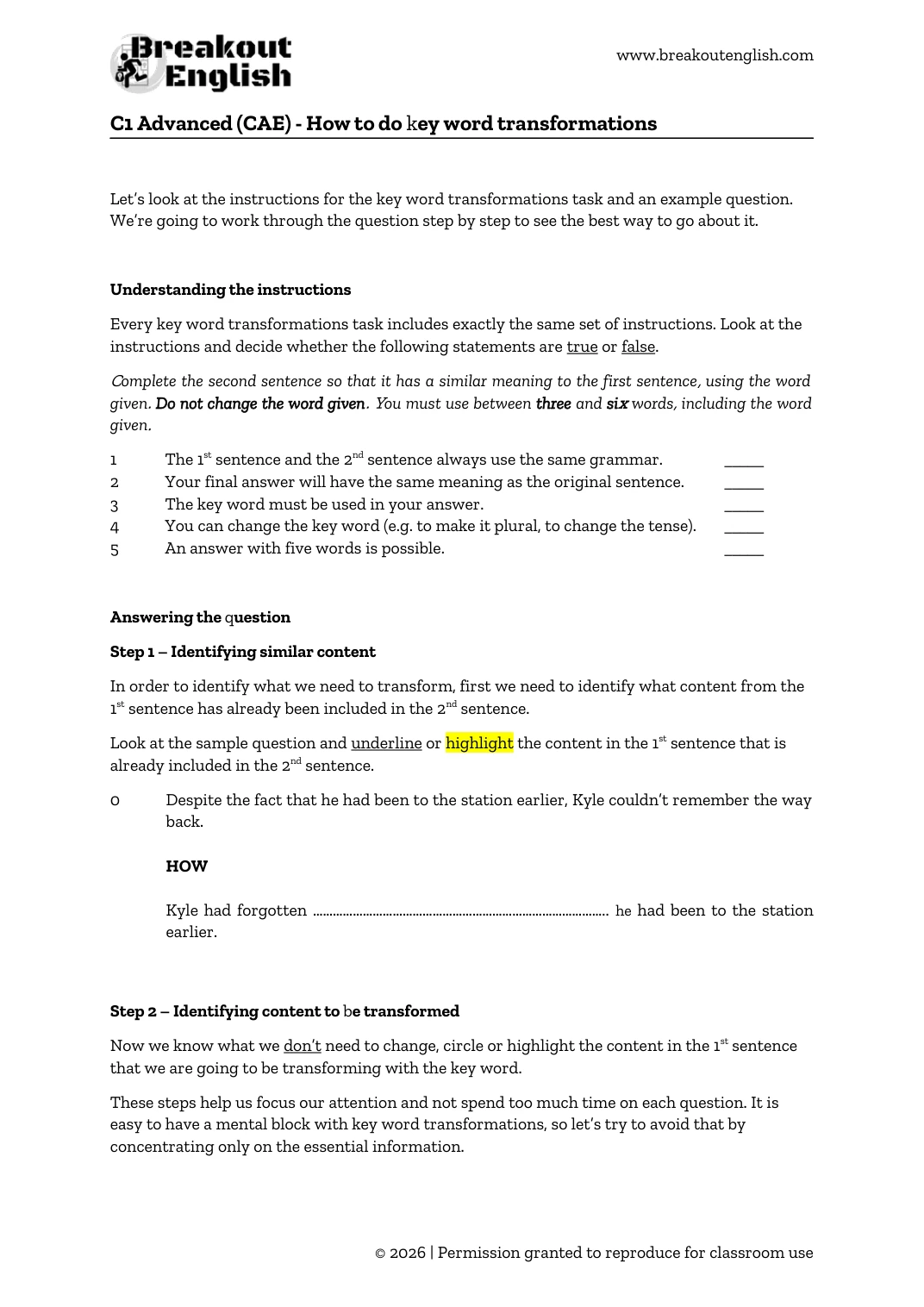 C1 How to Do Key Word Transformations preview 01