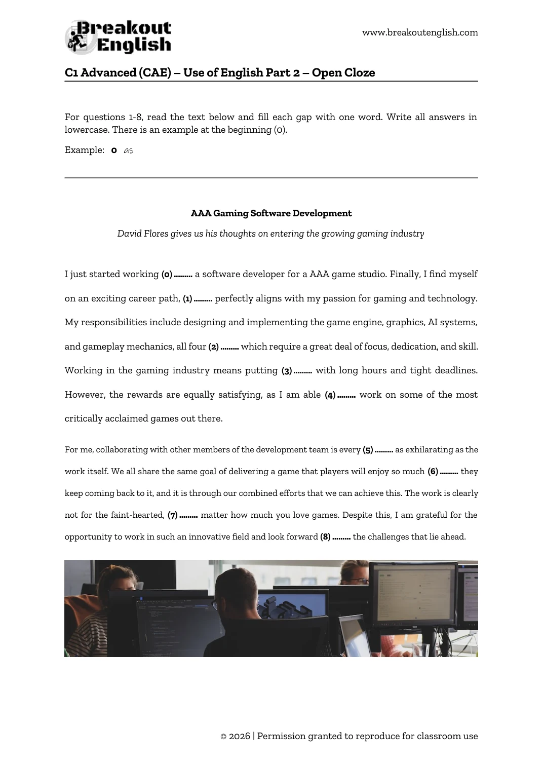 C1 Open Cloze B Gaming Software Development preview 01