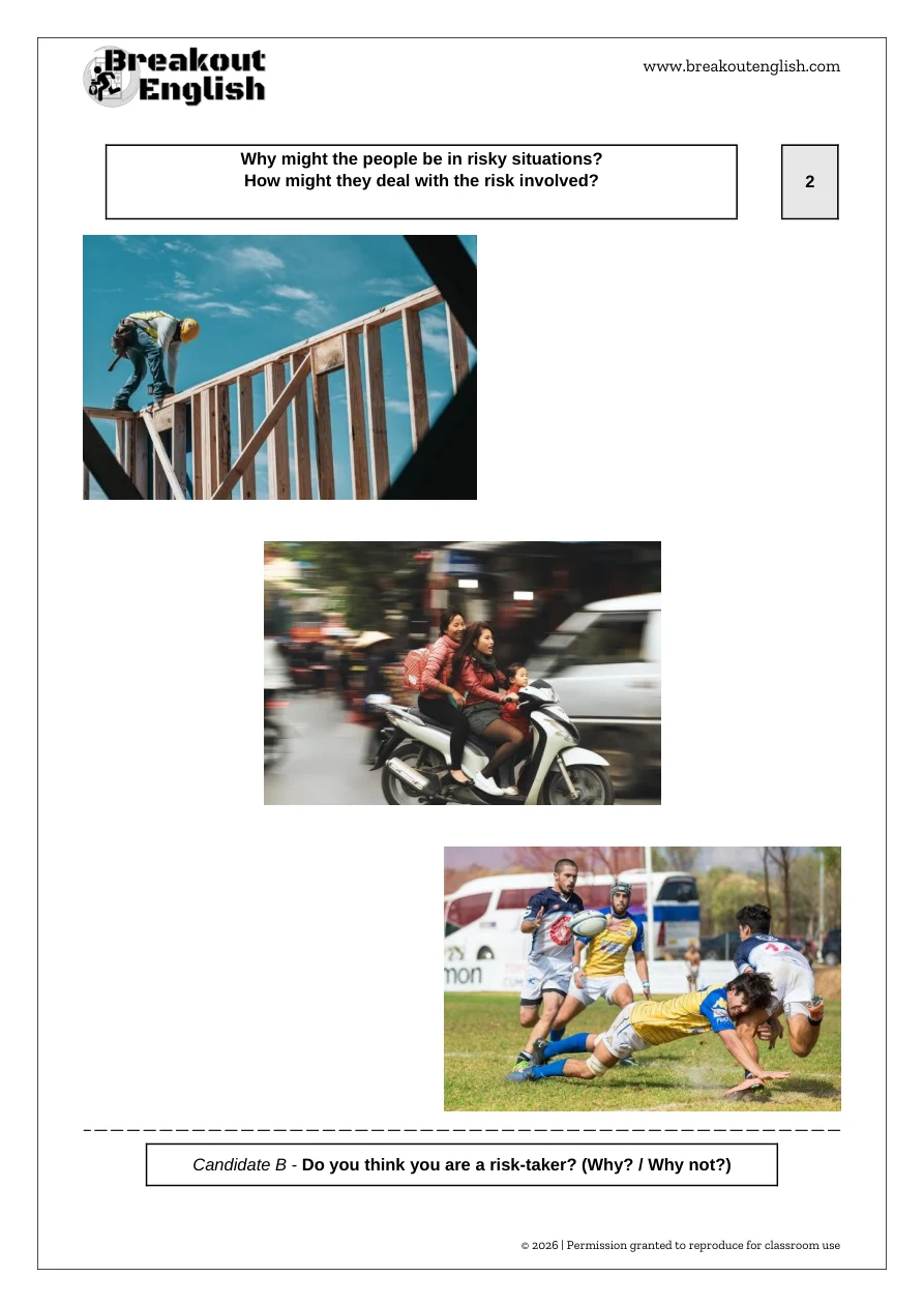 C1 Speaking Part 2 classroom picture bank, page 2: Challenge