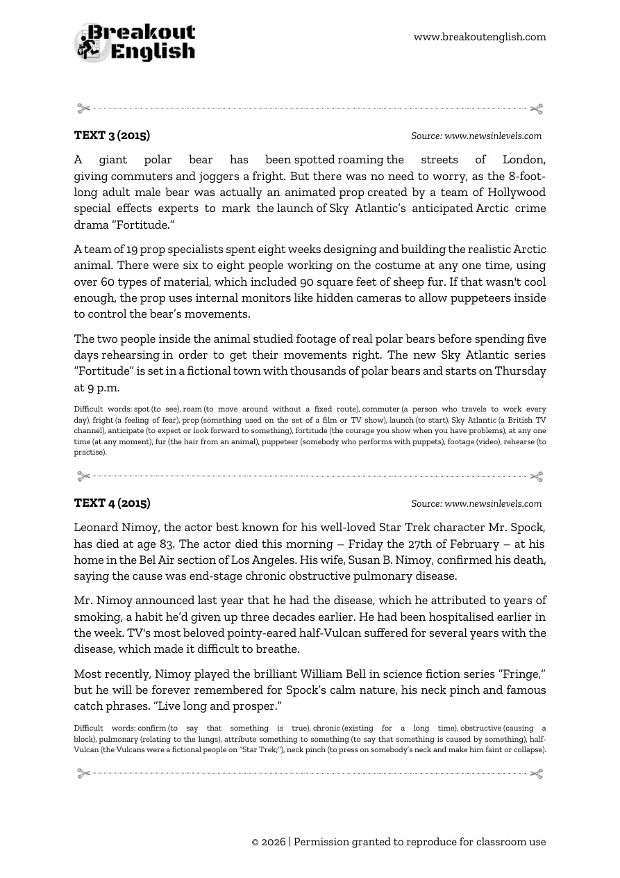 Create an Open Cloze worksheet, student page 2