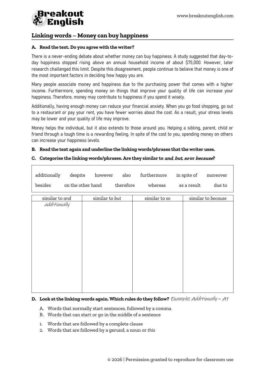 Linking Words page 1