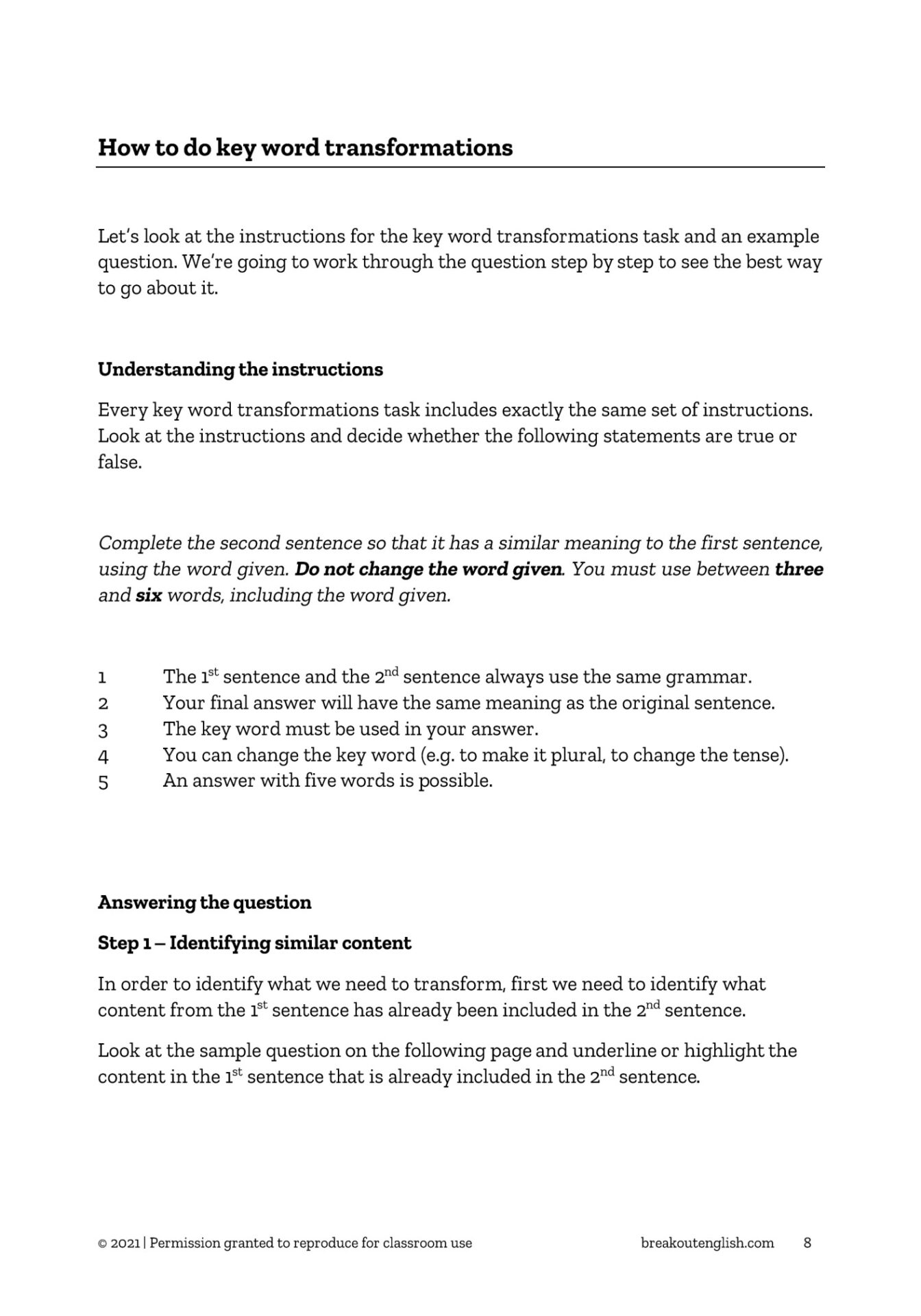 230 Key Word Transformations, sample page 2