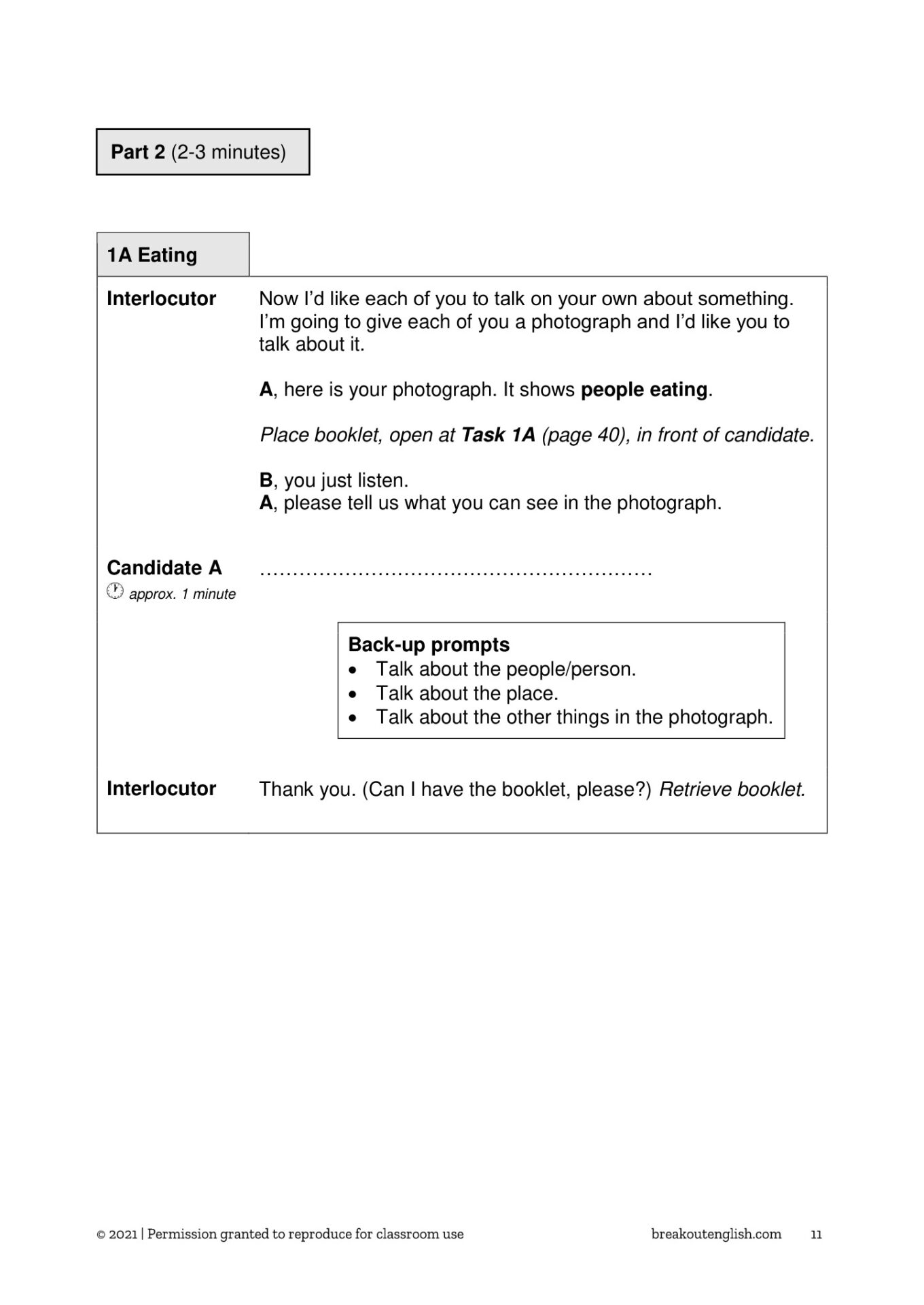 5 Speaking Tests, sample page 3