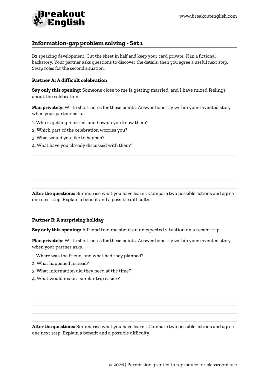 Page 1 of Information-gap problem solving - Set 1