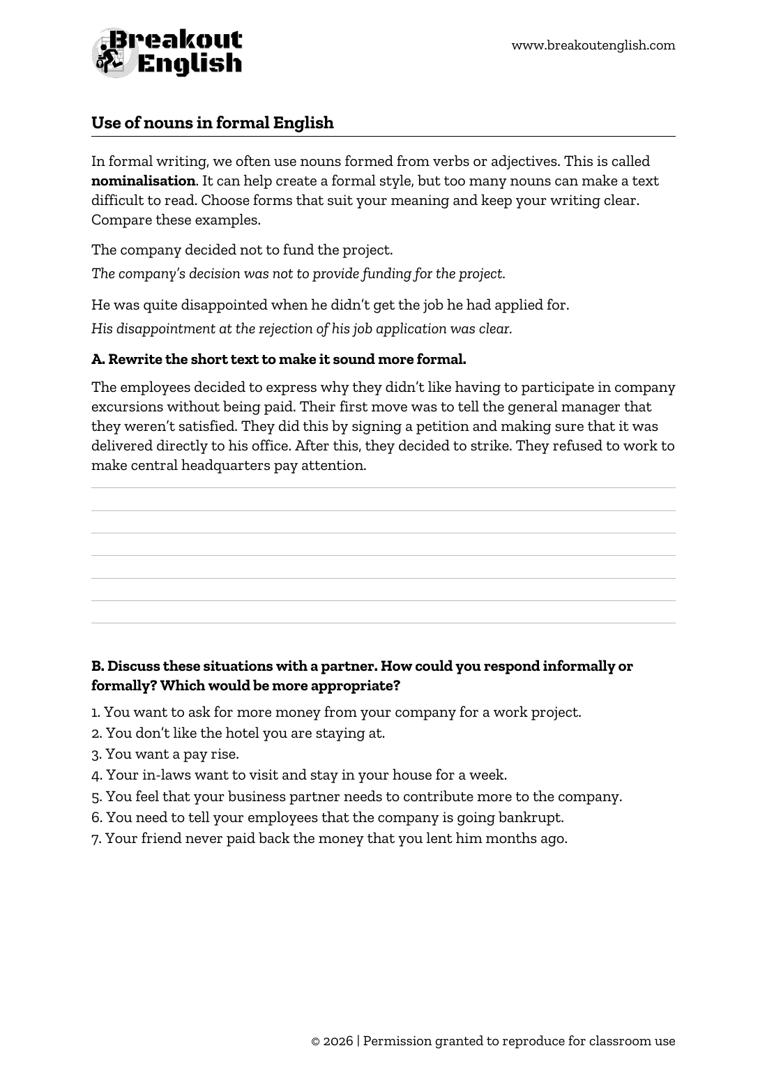 Page 1 of Nouns in Formal English